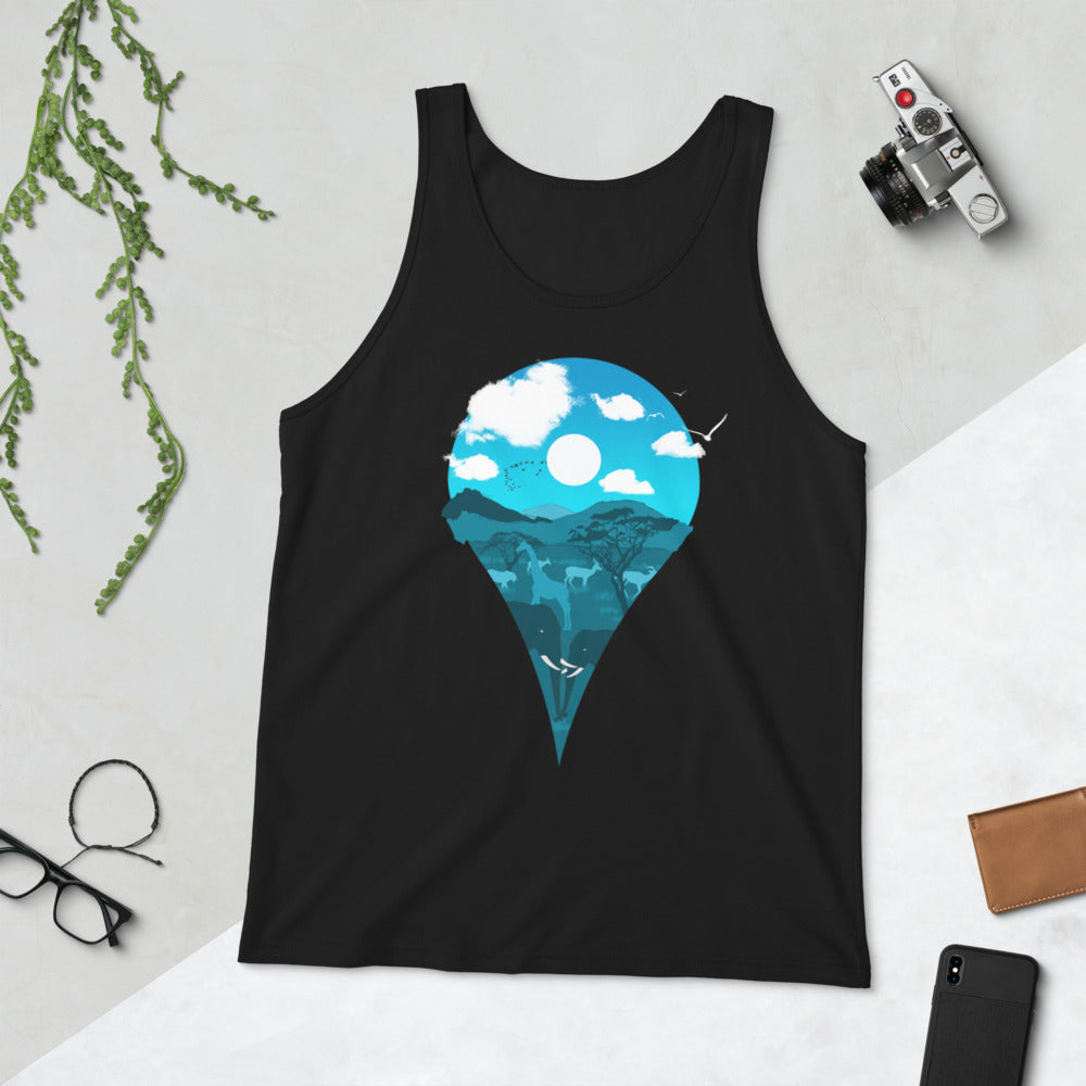 Location Marker Unisex Tank Top (Night)